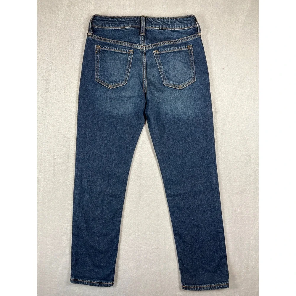 Gap Kids Girls Blue Denim Girlfriend Jeans Size 10 Adjustable Waist Medium Wash